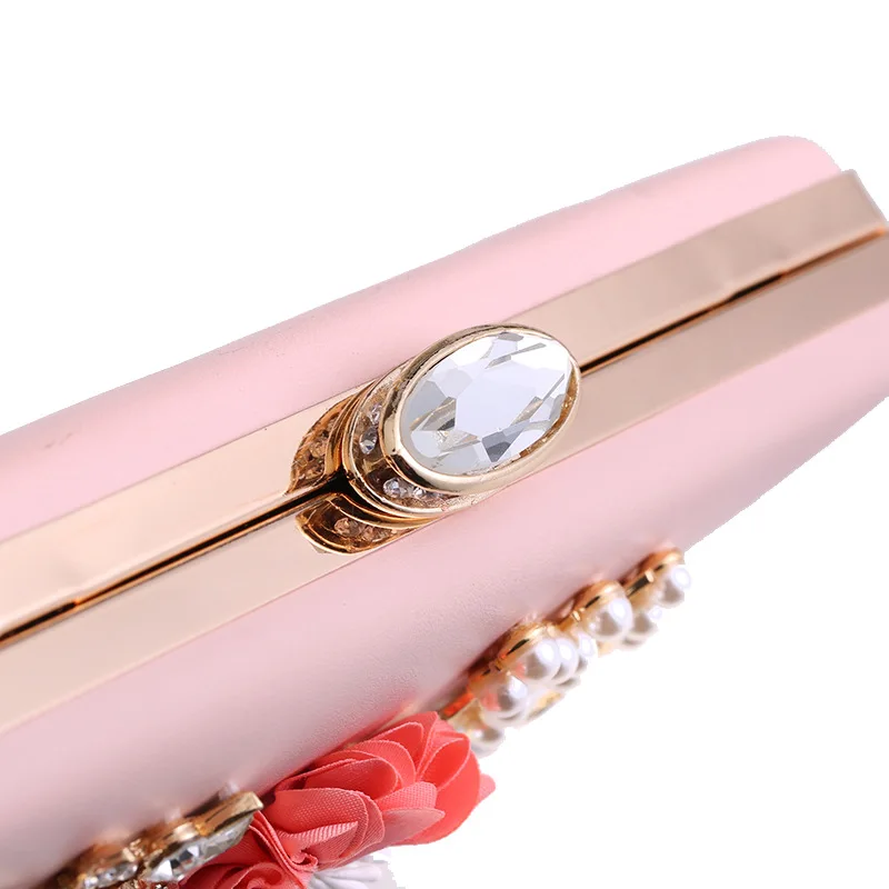 Elegante Frauen Kristall Perle Perlen 3D Blume Schmetterling Kleine Tag Kupplungen Zarte Kette Abend Taschen Chic Handtaschen und Geldbörsen