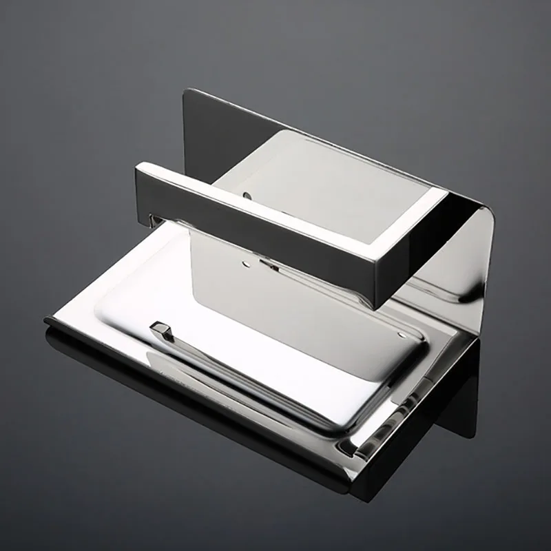 White &Mirror Chrome Polished & Black & Brushed Stainless Steel Toilet Paper Holder Top Place Things Platform 4 Choices