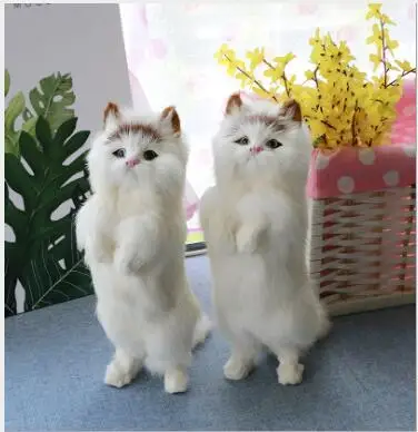 

WYZHY Simulation cat animal model lucky cat ornaments fur crafts gifts 12cm X9cm X27cm