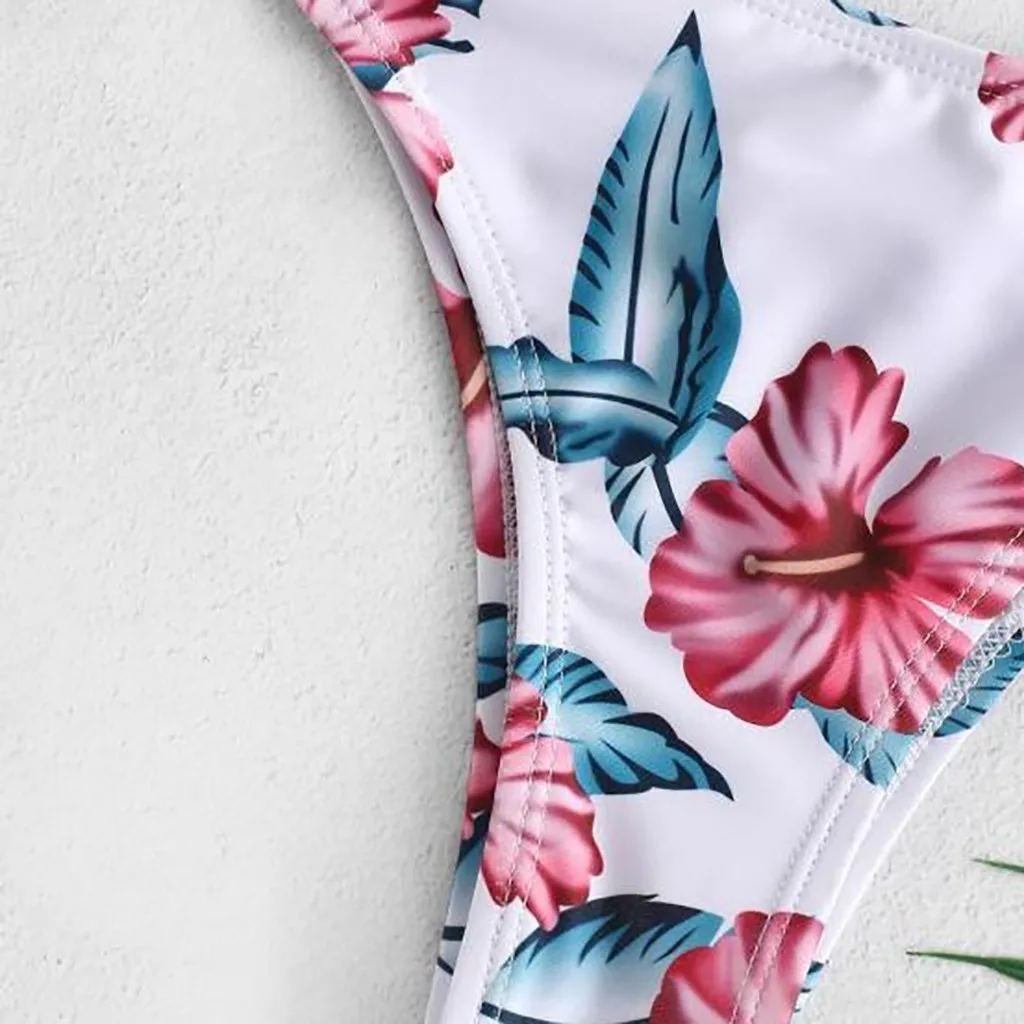 Bikini Sexy WWomen Bikini Cut Flower Two Piece Swimsuit Pushups Swimwear Beachwear Off shoulder swimsuit female Y