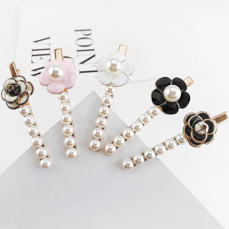 

Fashion super beauty camellia hairpin bangs clip imitation pearl simple wild flowers barrettes Retail and wholesale