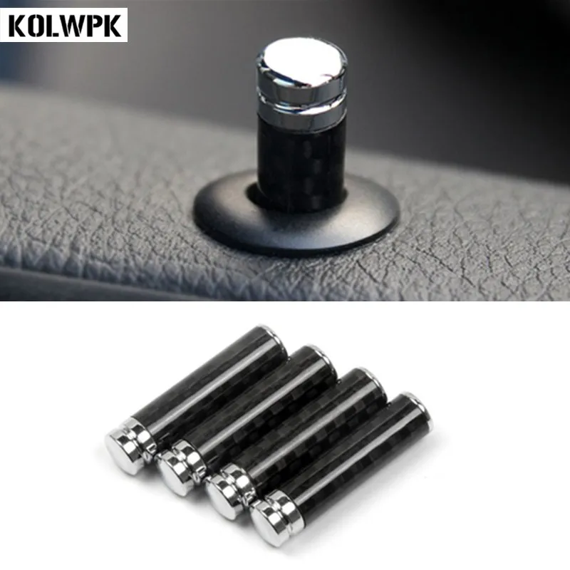 

4PCS Car stickers Tech Carbon fibre Car Lock Modified Door Pin for Mercedes Benz W211 W221 W220 W163 W164 W203 W204 Car styling