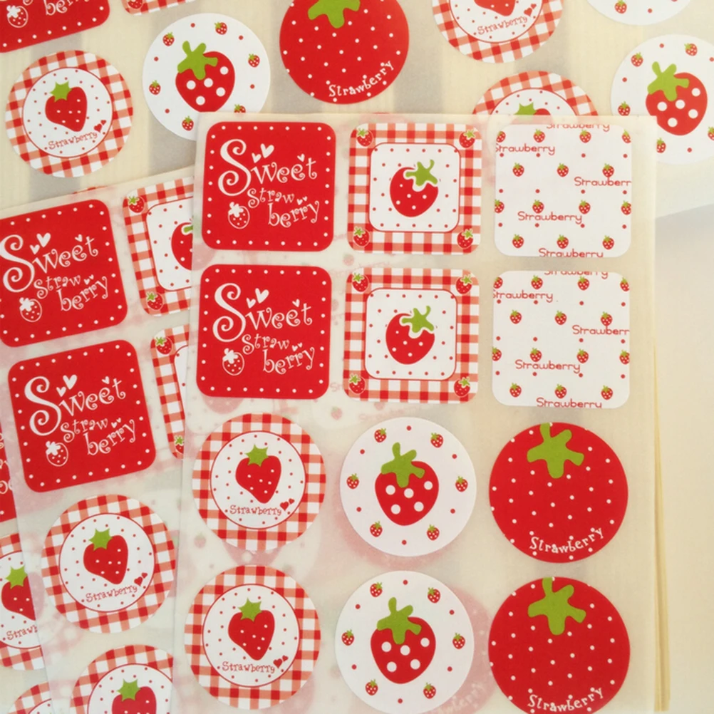 2016  Adhesive Stickers DIY Decoration Gifts Cute Strawberry Pattern Scrapbook Paper Sticker Label 24 Pcs/lot Wholesale