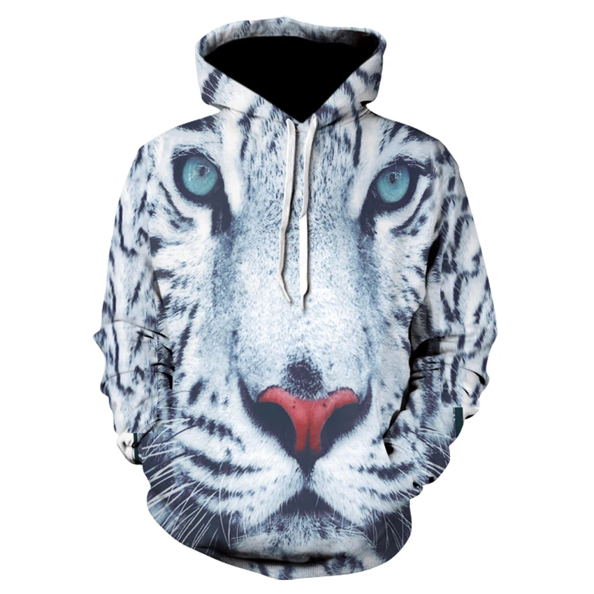 Tiger Hoodies Men Animal Sweatshirt Pocket Big Size Sweatshirts Hoddie