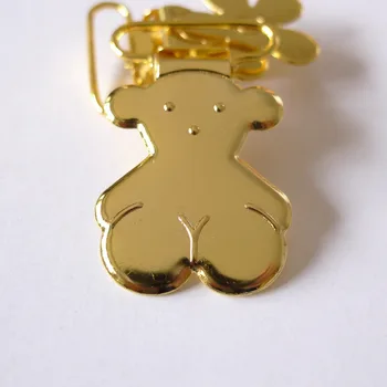 

25pcs 1'' 25mm GOLD Color Teddy Bear Shape Suspender Clips