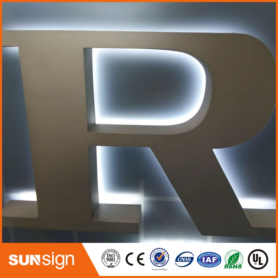 factory price stainless steel lighting custom outdoor sign