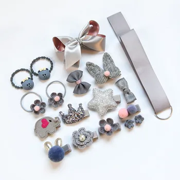 

18 Pcs Beautiful Gifts Box Rubber Band Hair Clip Kids Girl Princess Bowknot Hair Clips Set Birthday GiftGirls CuteHairpin