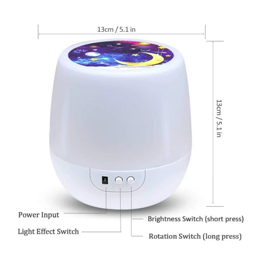  Night Light Projector Star Moon Sky Rotating Battery Operated Bedside Lamp For Children Kids Baby B - 32945009781