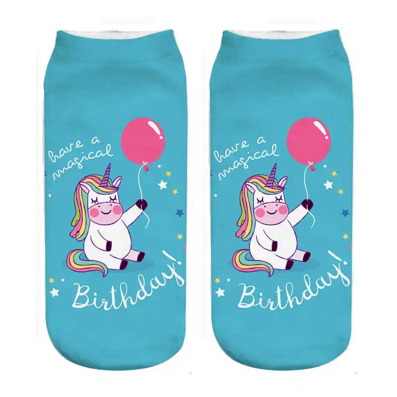 Новые Harajuku 3D носки с единорогами женские Kawaii лодыжки Licorne женские носки Calcetines Mujer - Цвет: Белый