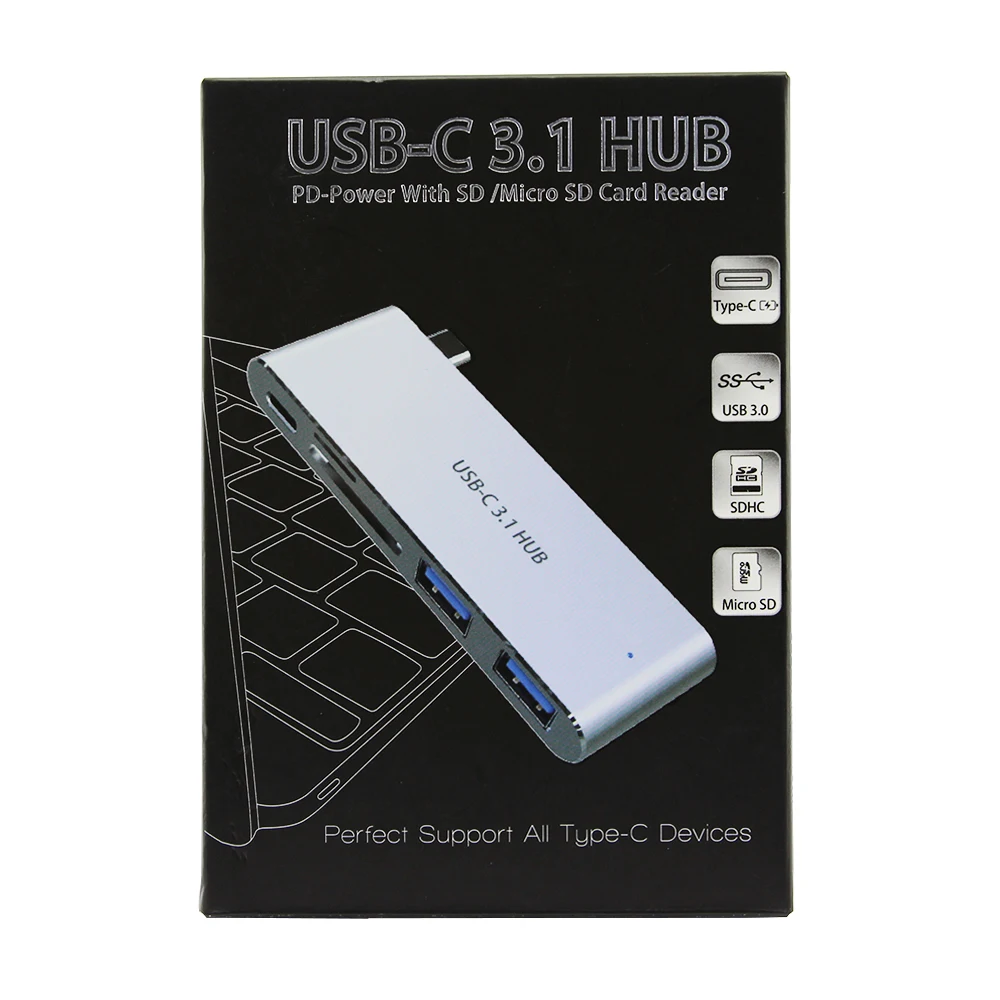  CHYI Type-C 3.1 USB 3.0 Hub Combo Micro SD/SD Card Reader Multi High Speed Portable HUB Splitter For Macbook Computer Accessorie