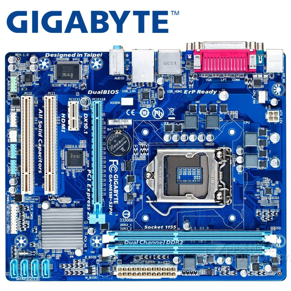 GIGABYTE GAH61MS2P Desktop Motherboard H61 Socket LGA 1155 I3 I5 I7