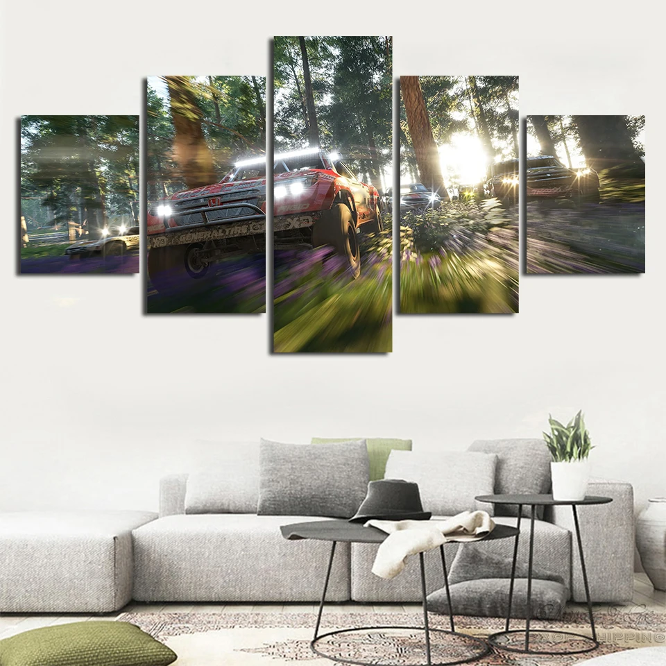 

Forza Horizon 4 Canvas Poster Living Room Wall Printed 5 Panel Modular Game Car Pictures Home Decor Frame Art Abstract Paintings