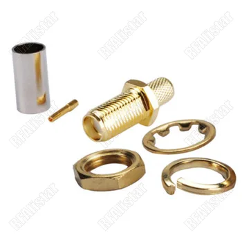 

100 Pieces SMA Female Jack Crimp Bulkhead Nut Straight RF Connector For LMR200 Cable