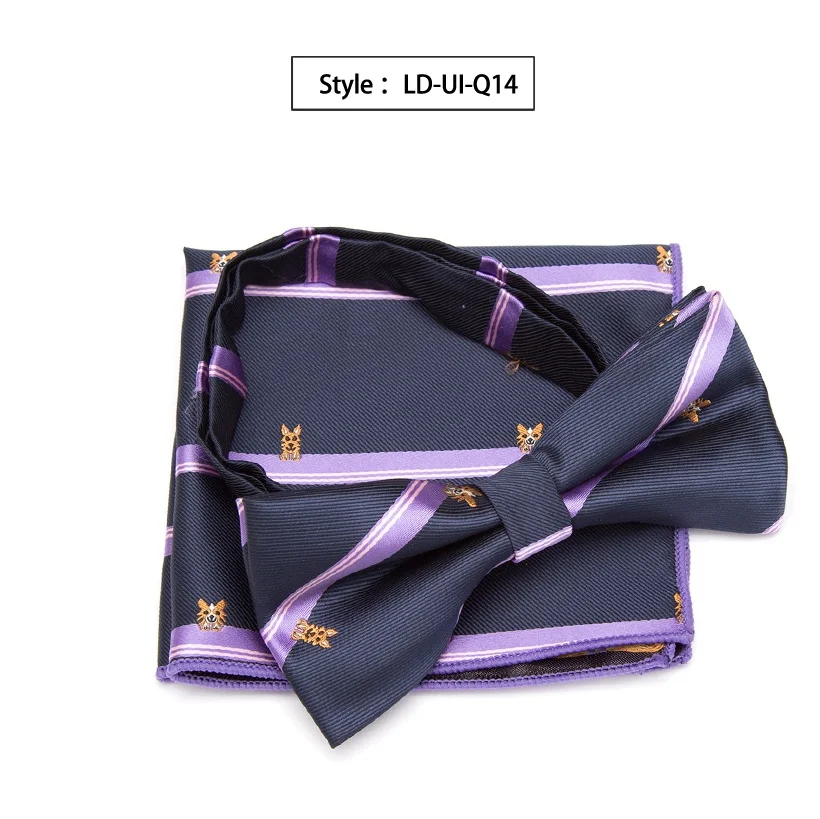 XGVOKH набор галстуков-бабочок, мужской платок, галстук-бабочка, полосатый модный галстук-бабочка, галстук для свадебной вечеринки, аксессуары к вечернему платью - Цвет: LD-UI-Q14