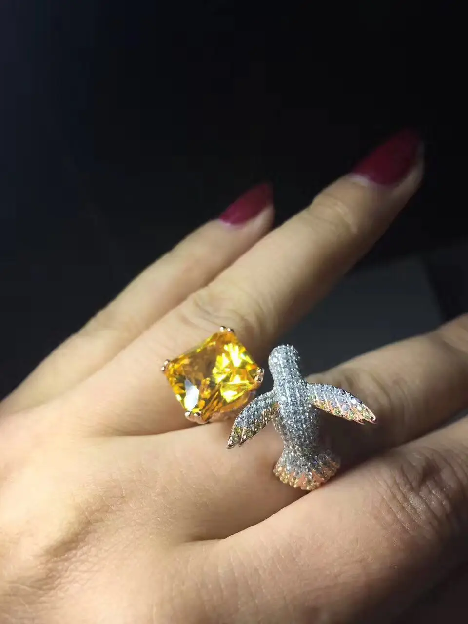 cocktail ring 925 sterling silver with cubci zircon  