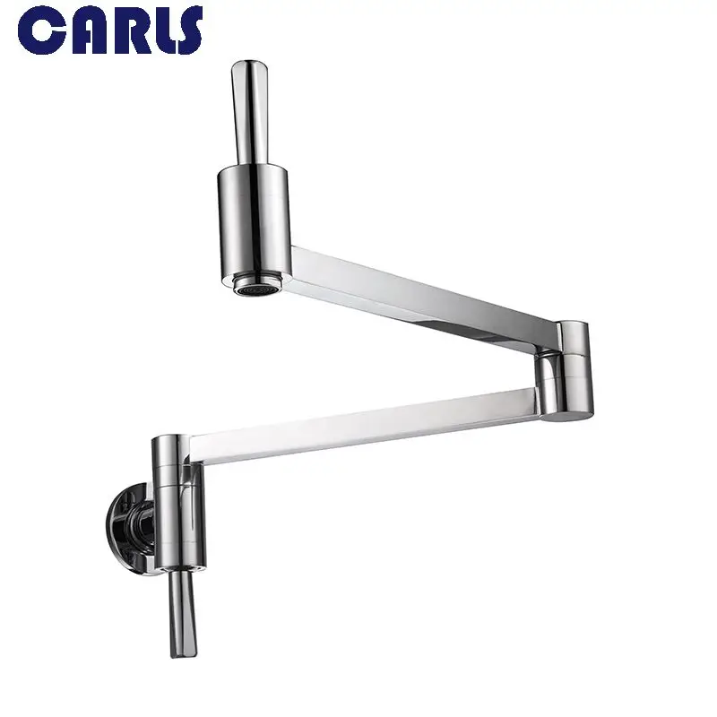 CARLS Into the wall Double Handle kitchen faucet Scalable Rotary Stretch Fold Vegetable basin faucet  Cold Sink Taps Mixer torne