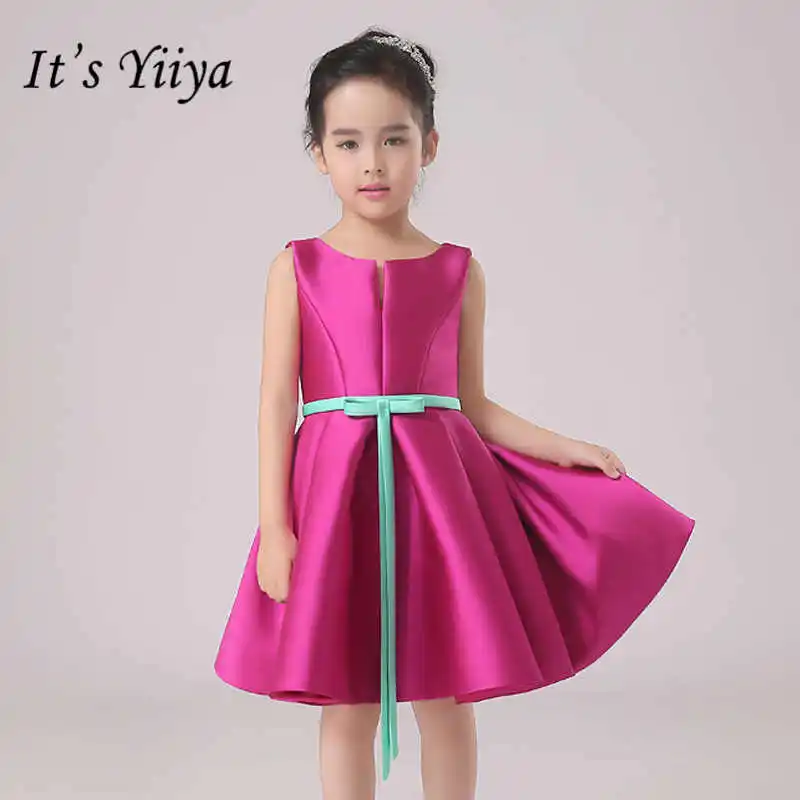 Это yiiya мода панелями пояса платья для девочек мода o-образным вырезом без рукавов Тонкий бальное платье для девочек TS200