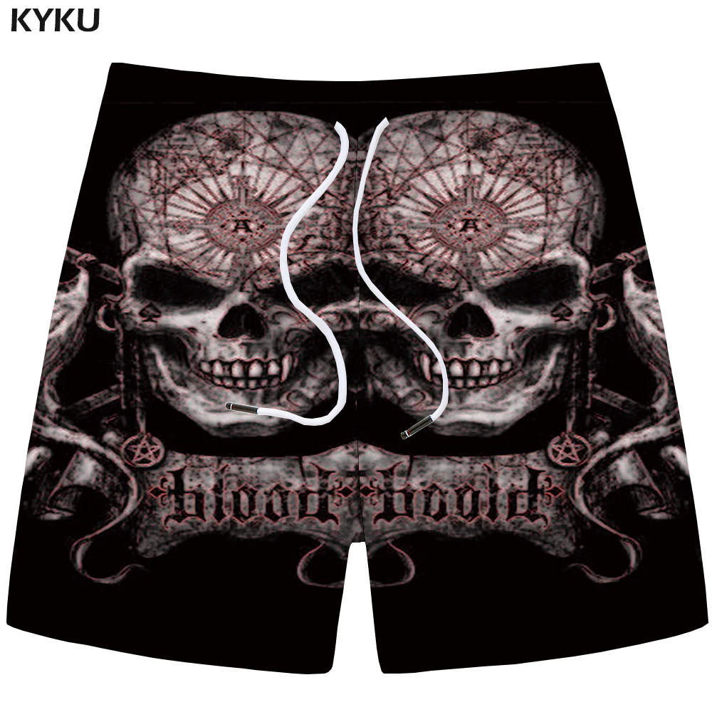 KYKU Brand Skull Shorts Men Graphics Casual Shorts Cargo Black 3d