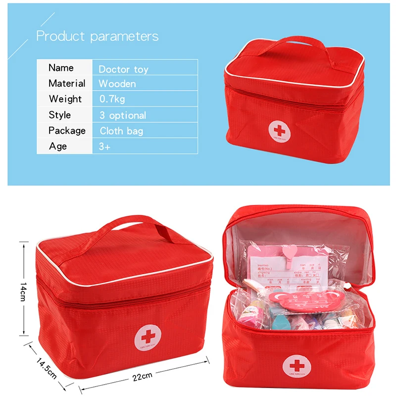 Brincar de Médico Médicos de Medicina de Madeira com Bolsa de Pano Crianças Jogo Brinquedos Grupo Cosplay Acessórios Ferramentas Dentista Brinquedo Educação Ty0396 3 Cosplay Acessórios Ferramentas Dentista Médicos de Medicina