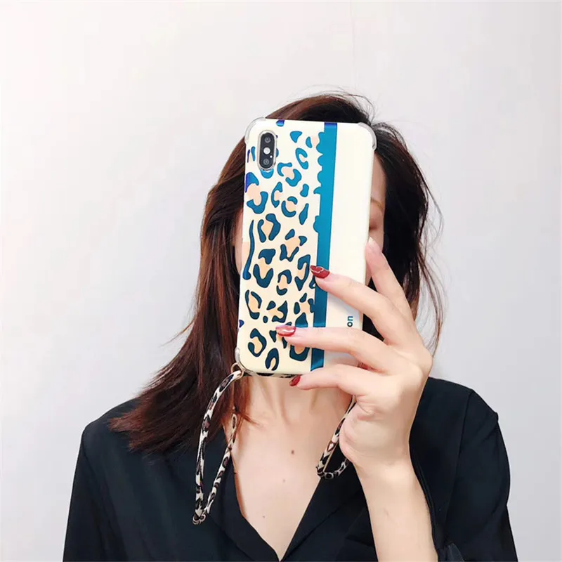 Чехол для iphone XR XS MAX X 8 7 6 6 S plus, чехол, голубой луч, леопард, с плечевым ремнем, мягкий силиконовый чехол kainuen capa fundas - Цвет: phone bag case