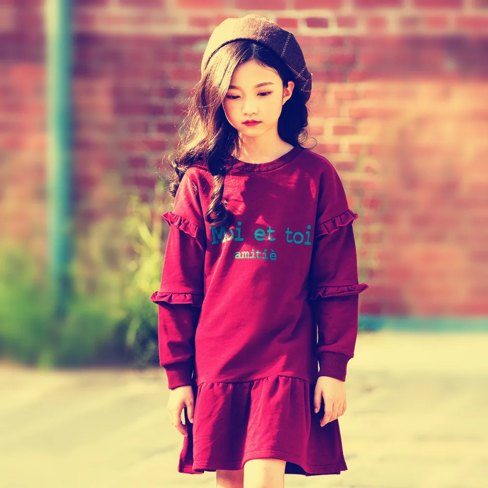 

Teenage Kids Dresses for Girls Princess Dress Autumn Ruffle Long Sleeve Fashion School Baby Girls Dress 14 15 Years Kids Costume