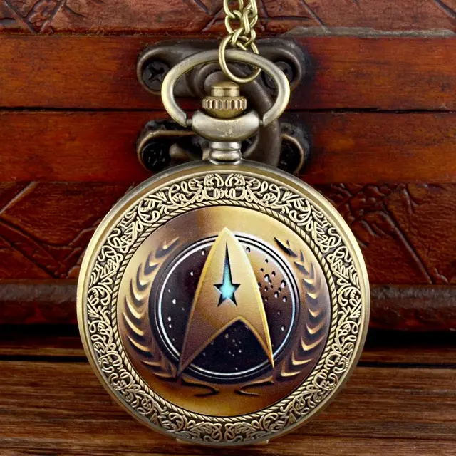 Vintage Bronze Star Trek Quartz Pocket Watch Retro Men Women Pendant Necklace Je Vintage Bronze Star Trek Quartz Pocket Watch Retro Men Women Pendant Necklace Je