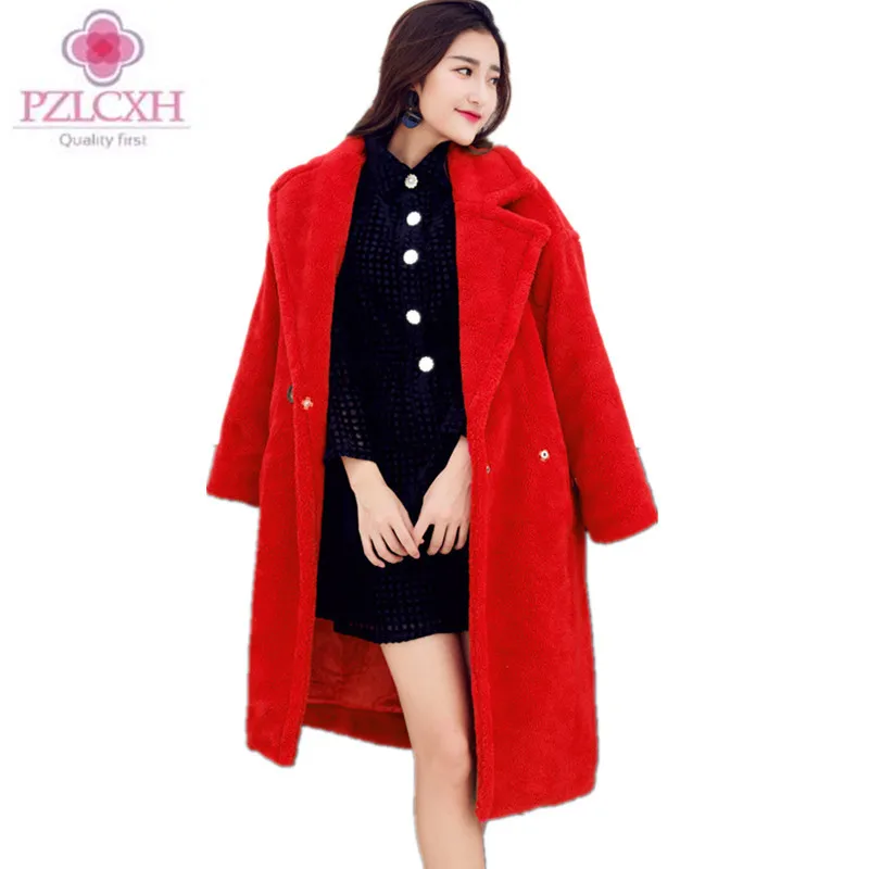 2018 khaki D'hiver Tempérament Sx86 Survêtement Faux Coton Red Agneau Extérieur Section Nouvelles Manteau Fourrure Pzlcxh Chaud Simple Femmes De Veste Longue 4RcqX