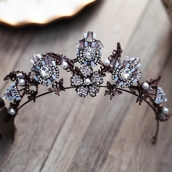 

Vintage Baroque Bridal Hair Accessories Hairband Crystal Pearl Butterfly Flower Bride Wedding Crowns Tiaras Princess Headbands