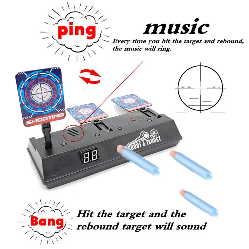 

Shooting Target Kids Sound Light Shooting Game High Precision Scoring 3s Auto Reset Electric Gun Target Party Gift for Childrens