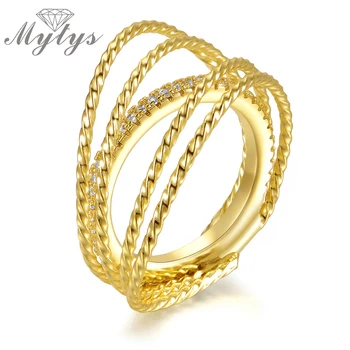 

Mytys Yellow GP Ring For Women Multi Layers Encircle Arround Fingers Rings R1125