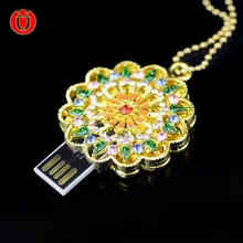 Водостойкий USB флешка 16 ГБ, ручка привода подруги подарок Кристалл Ожерелье Pendrive 4 ГБ 8 ГБ 32 Гб 64 ГБ pendrive, Прямая