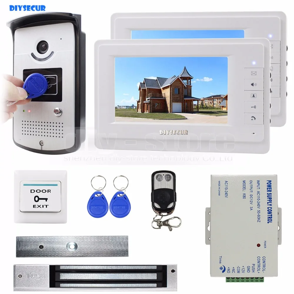

DIYSECUR 7 inch Monitor Video Door Phone Video Intercom Entry System 700TVL Camera RFID Keyfob Remote Control Unlock