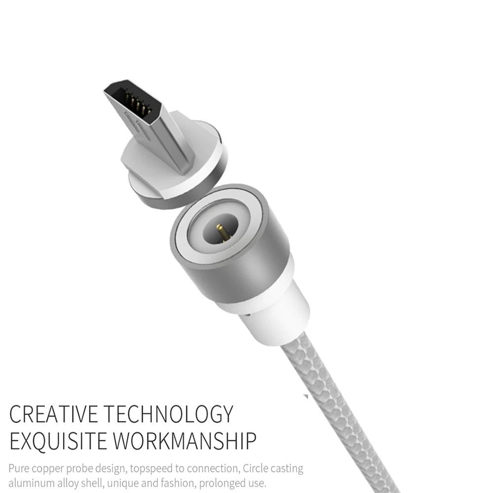 WSKEN Круглый Магнитный кабель, USB C type C Micro USB кабель магнитное зарядное устройство кабели для мобильных телефонов для iPhone 7 8 X USB кабель