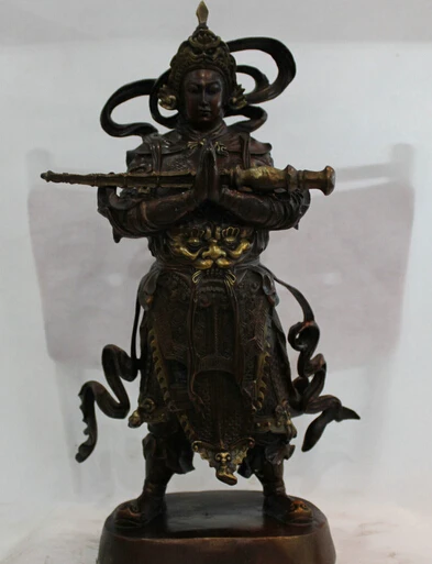 

JP S0524 18" Chinese Folk Fengshui Pure Bronze Weituo Warrior Knight Skanda God Statue Discount 35%