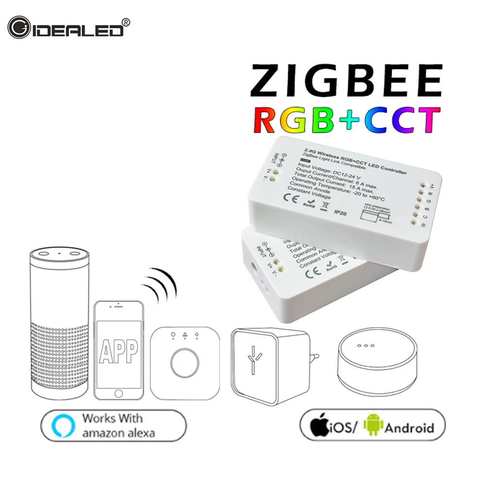 Zigbee hub ZLL приложение светодиодный контроллер мост RGBW WW/CW Светодиодный ленты DC12V 24 В