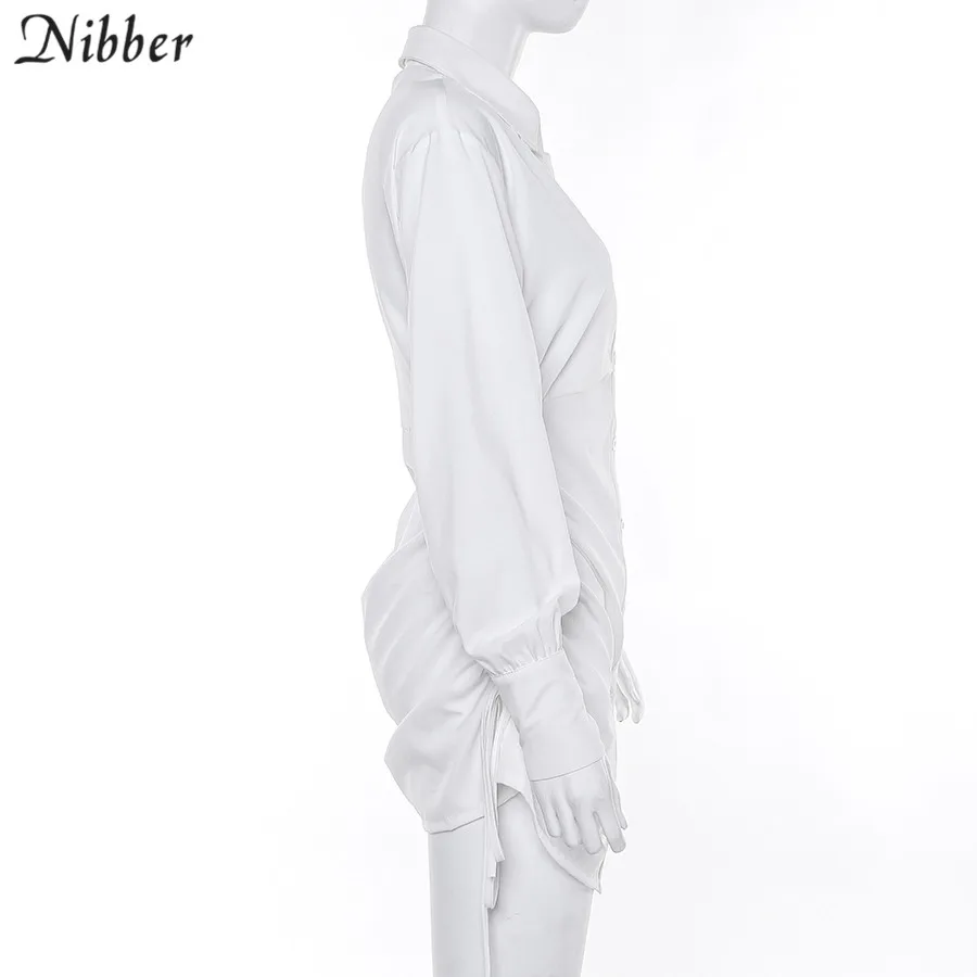Nibber осенние элегантные офисные платья белые платья женские 2019hot однобортный дизайн с длинным рукавом Повседневные тонкие мини-платья mujer