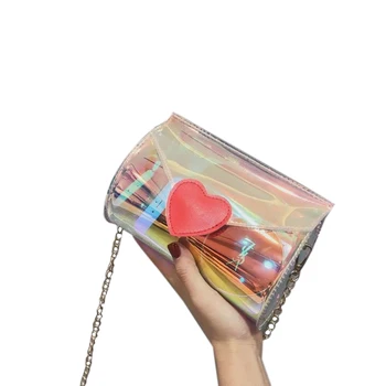 

JHD-Women'S Chain Shoulder Strap Purse Bag Crossbody Handbag Transparent Clear