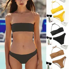 MUQGEW купальный комплект, без подвязок женский текстурный бикини подкладка пуш-ап одежда для купания купальник пляжный костюм Бразильский бикини#0125