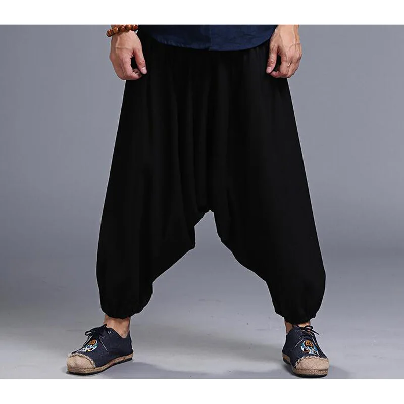 Men Linen Pants Bloomers Male Casual Travel Harem Pants Fluid Big ...