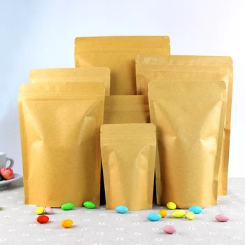 

Kraft Paper Bag 23*35+5cm Aluminum Foild Inside Stand Up Bottom Tea Bag Food Packing Bags Free Shipping