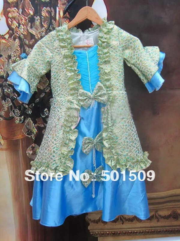 Детская юбка-брюки для девочек, в стиле "Лолита" Королевский платье принцессы, костюм для сцены, светло-голубой Цвет Цветок средневековое платье эпохи Возрождения платье на Хэллоуин