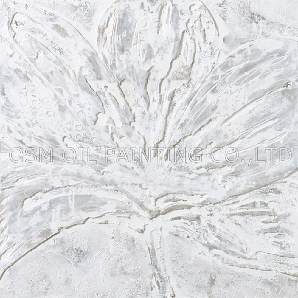 

Artist Hand Painted High Quality Abstract Oil Painting on Canvas White Flower Oil Painting Art For Living Room Decoration