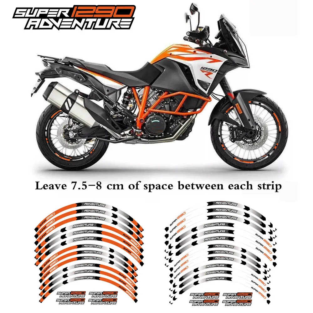 

New high quality 12 Pcs Fit Motorcycle Wheel Sticker stripe Reflective Rim For 2017 KTM 1290 SUPER ADV RST