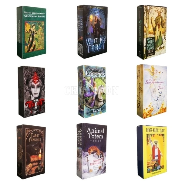 

DHL 50Set Full English Tarot Cards 10 Style Edition Witch Tarot Deck Future Fate Indicator Forecasting Cards Set