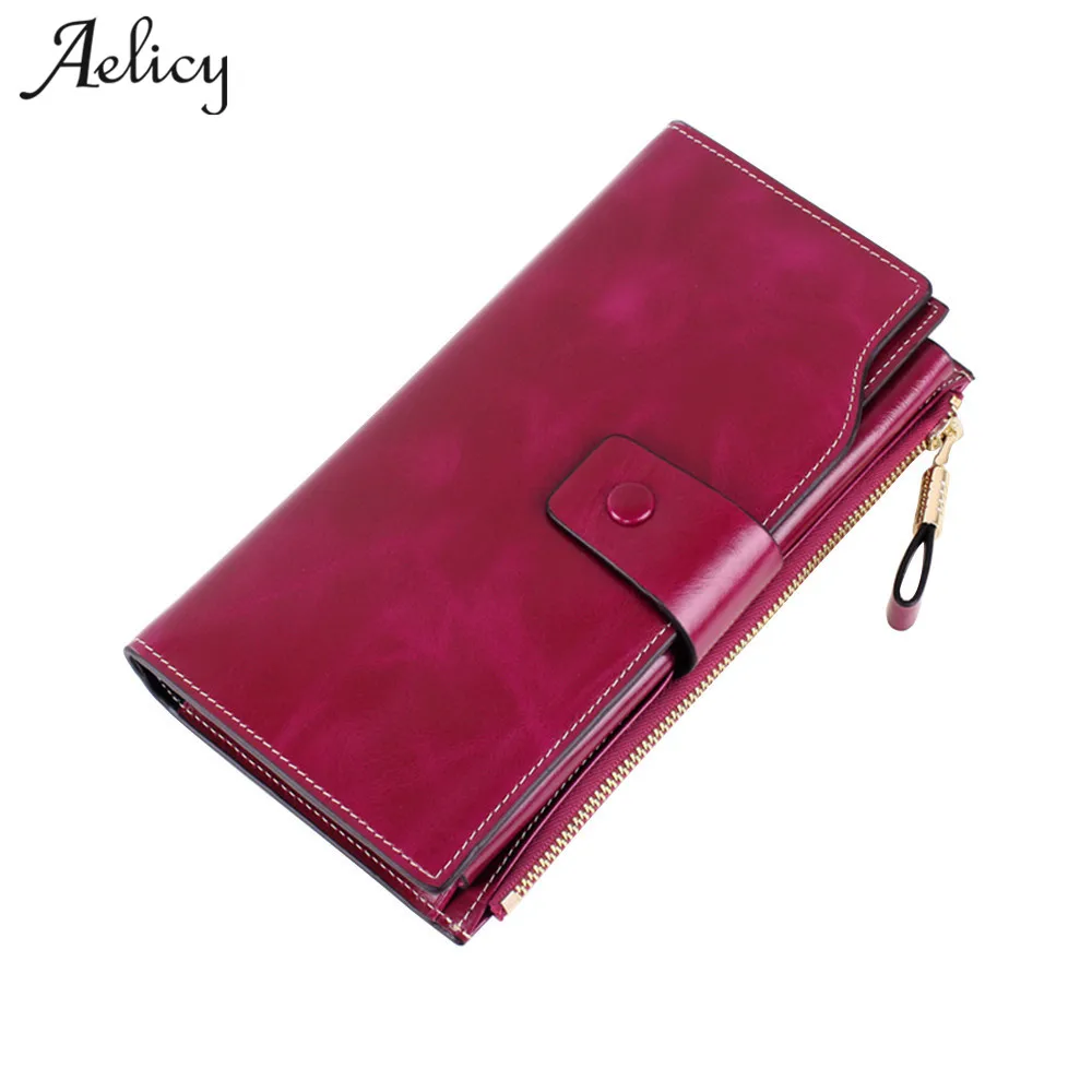 

Aelicy New Women Wallets Genuine Leather Women Wallet Female Purse High Quality Long Design Clutch Cowhide Wallet High Quality