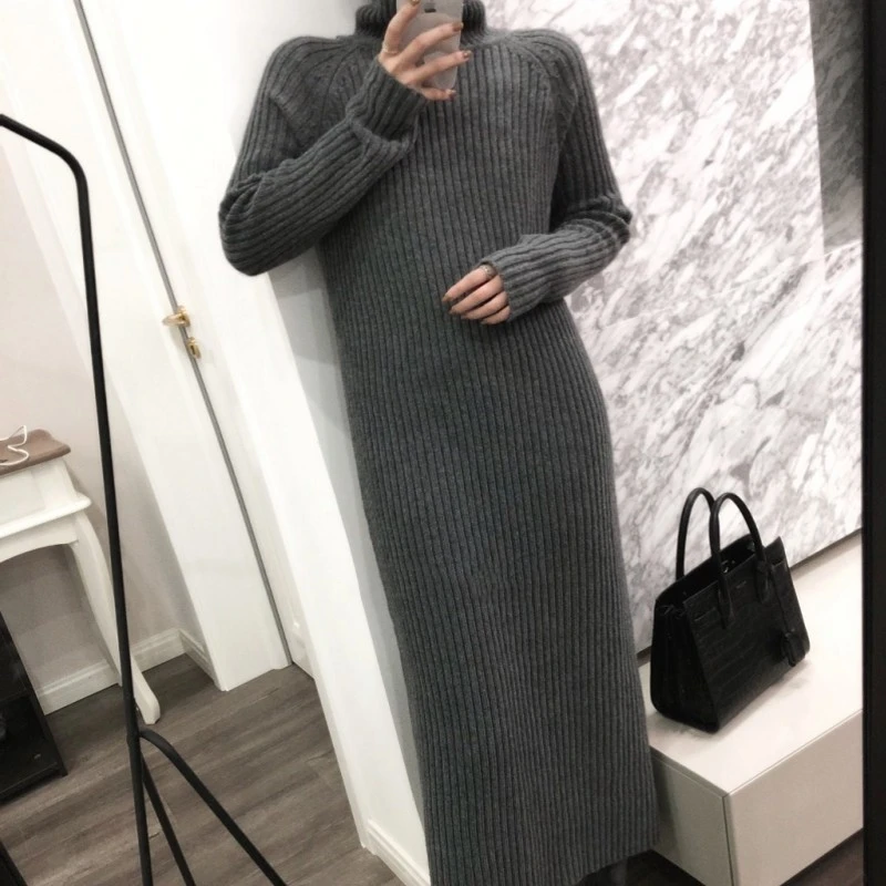 Women Winter Knit Dresses 2018 Europe 