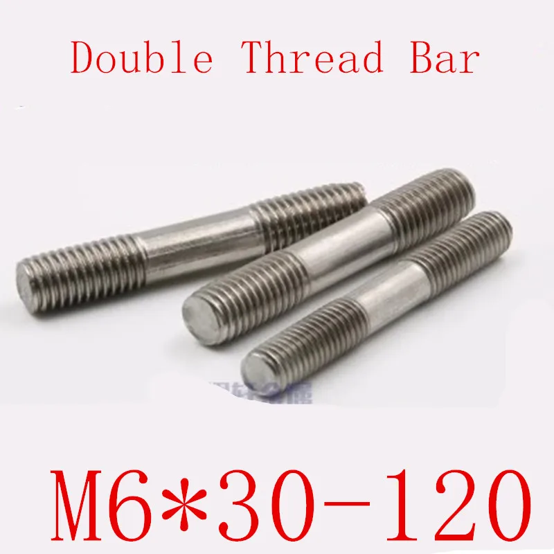 10PCS M6*L double thread titanium thread rod L=30 120mmin Screws from