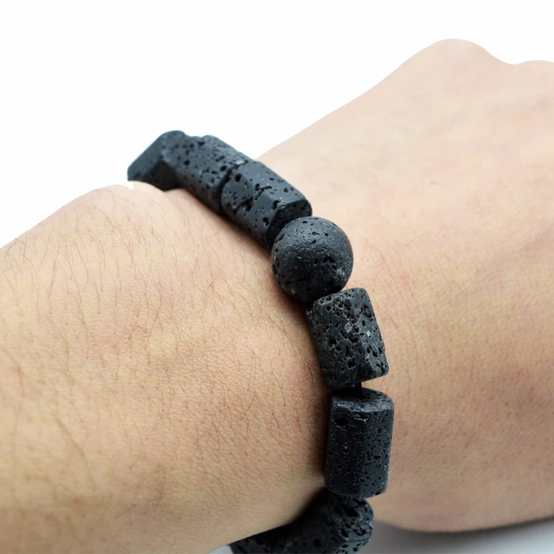 5pcs Black Natural Lava Stone Bracelet For Essential Oil Diffuser