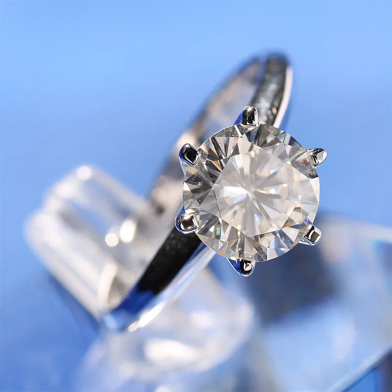 YANHUI кольцо из серебра 925-й пробы для женщин Solitaire 1.5ct Диамант обручальные кольца свадебное кольцо ювелирные изделия YNR121