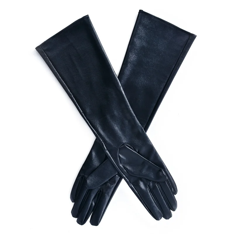 

Warm Women's Faux Leather Elbow Gloves Winter Long Gloves Warm Lined Finger Gloves